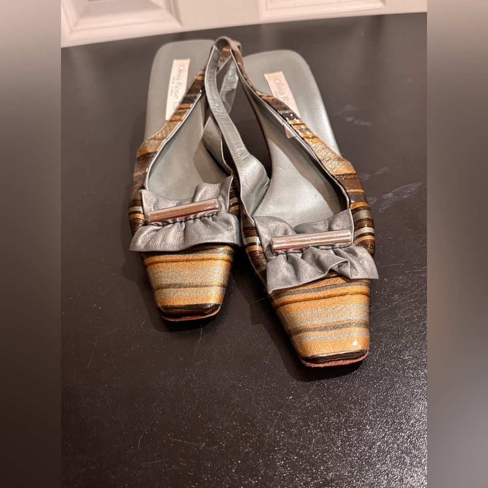 Olivia Rose Tal Gold and Silver Flats size 8
